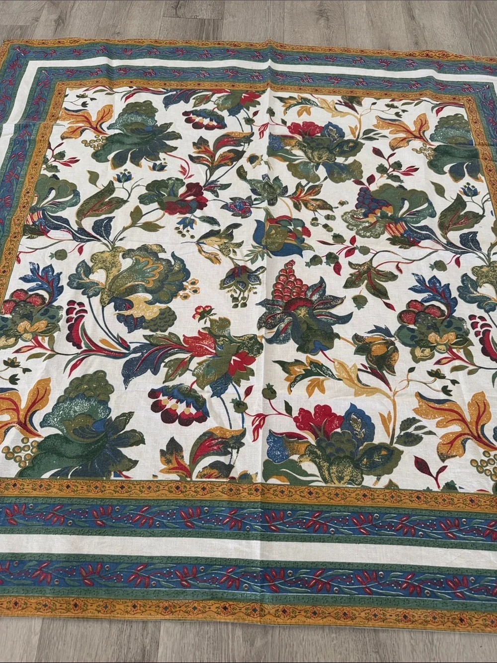 HANDPRINT India COTTON TABLECLOTH Kalamkari Floral Motif 51